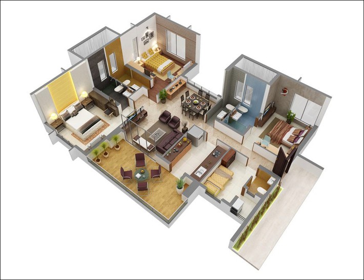 8 thiết kế căn hộ 3 phòng ngủ cực thông minh để đáp ứng nhu cầu sinh hoạt của gia đình nhiều thế hệ - Ảnh 1.