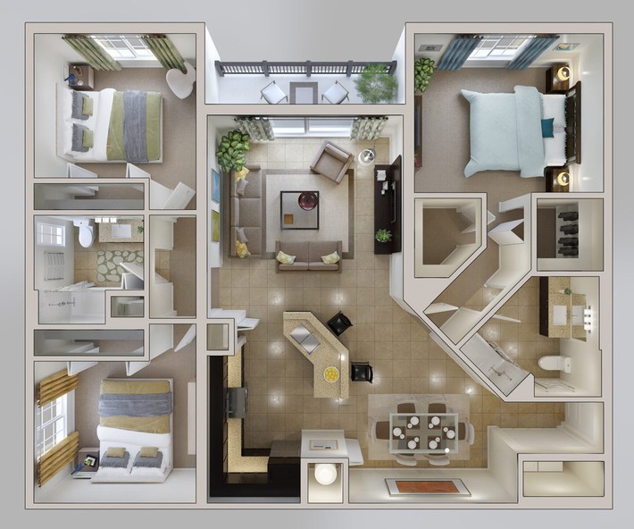 8 thiết kế căn hộ 3 phòng ngủ cực thông minh để đáp ứng nhu cầu sinh hoạt của gia đình nhiều thế hệ - Ảnh 6.