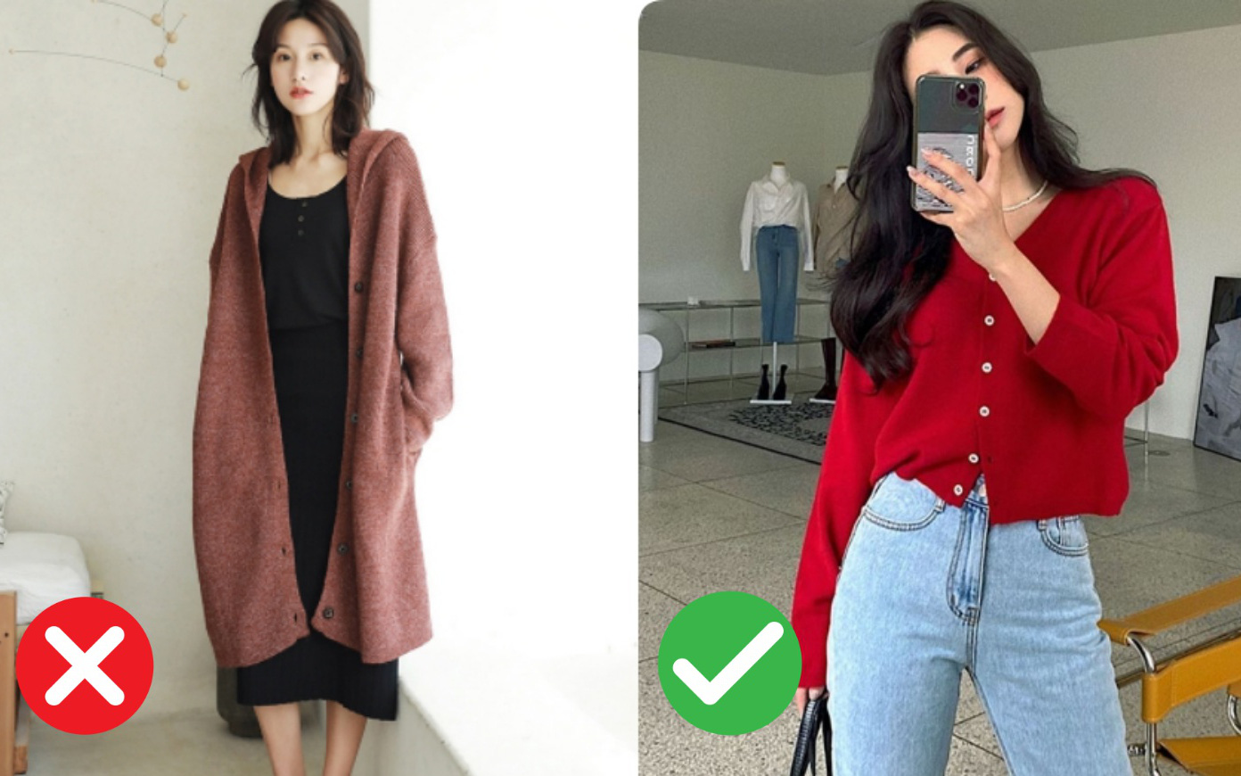 Thích cardigan nhưng nàng mét rưỡi nên tránh 3 kiểu này nếu không muốn bị &quot;dìm dáng&quot; thậm tệ