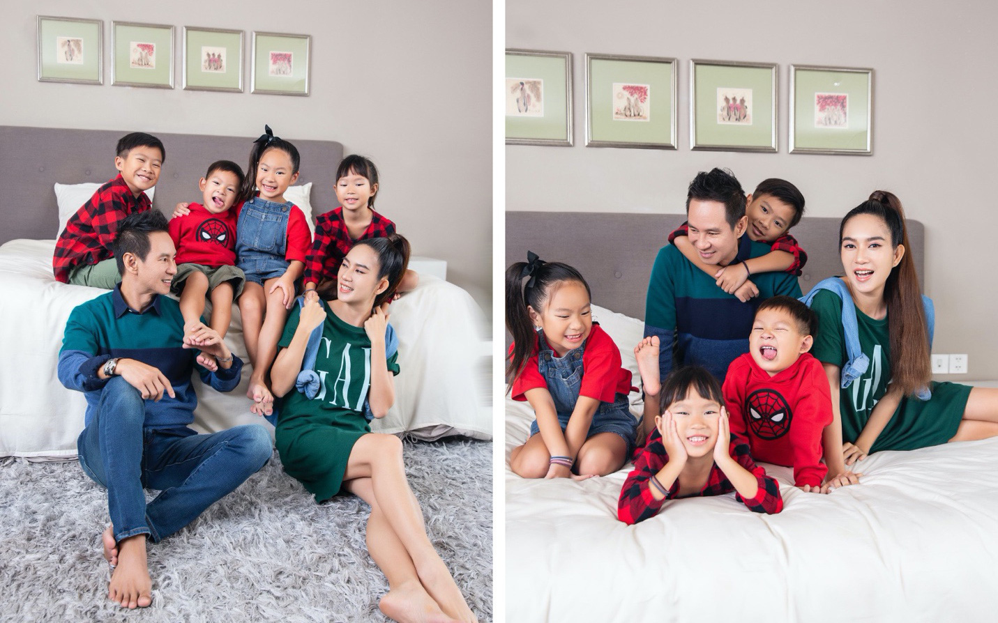 Vợ chồng Lý Hải - Minh Hà cùng 4 nhóc tì xuất hiện như &quot;fashionista&quot; trong BST Holiday của GAP