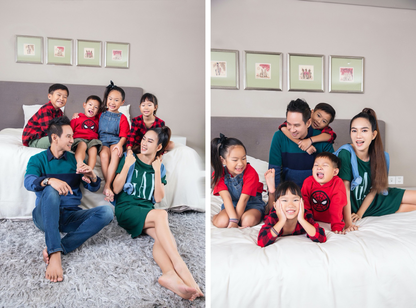 Vợ chồng Lý Hải - Minh Hà cùng 4 nhóc tì xuất hiện như fashionista trong BST Holiday của GAP - Ảnh 1.