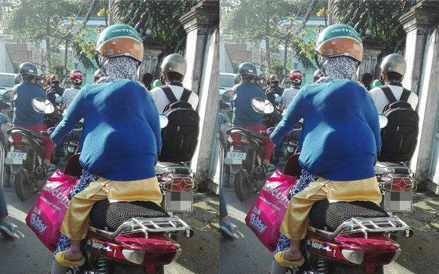 Em bé núp sau lưng mẹ như ninja trên đường phố, cảnh tượng vừa hài hước vừa cảm động vì manh áo mẹ luôn là tấm khiên bảo vệ an toàn nhất