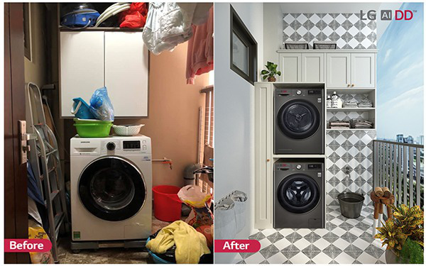 KTS hô biến những góc giặt cũ kĩ, lộn xộn của chị em hội Nghiện Nhà thành không gian đẹp lung linh, nhìn là muốn học theo ngay lập tức