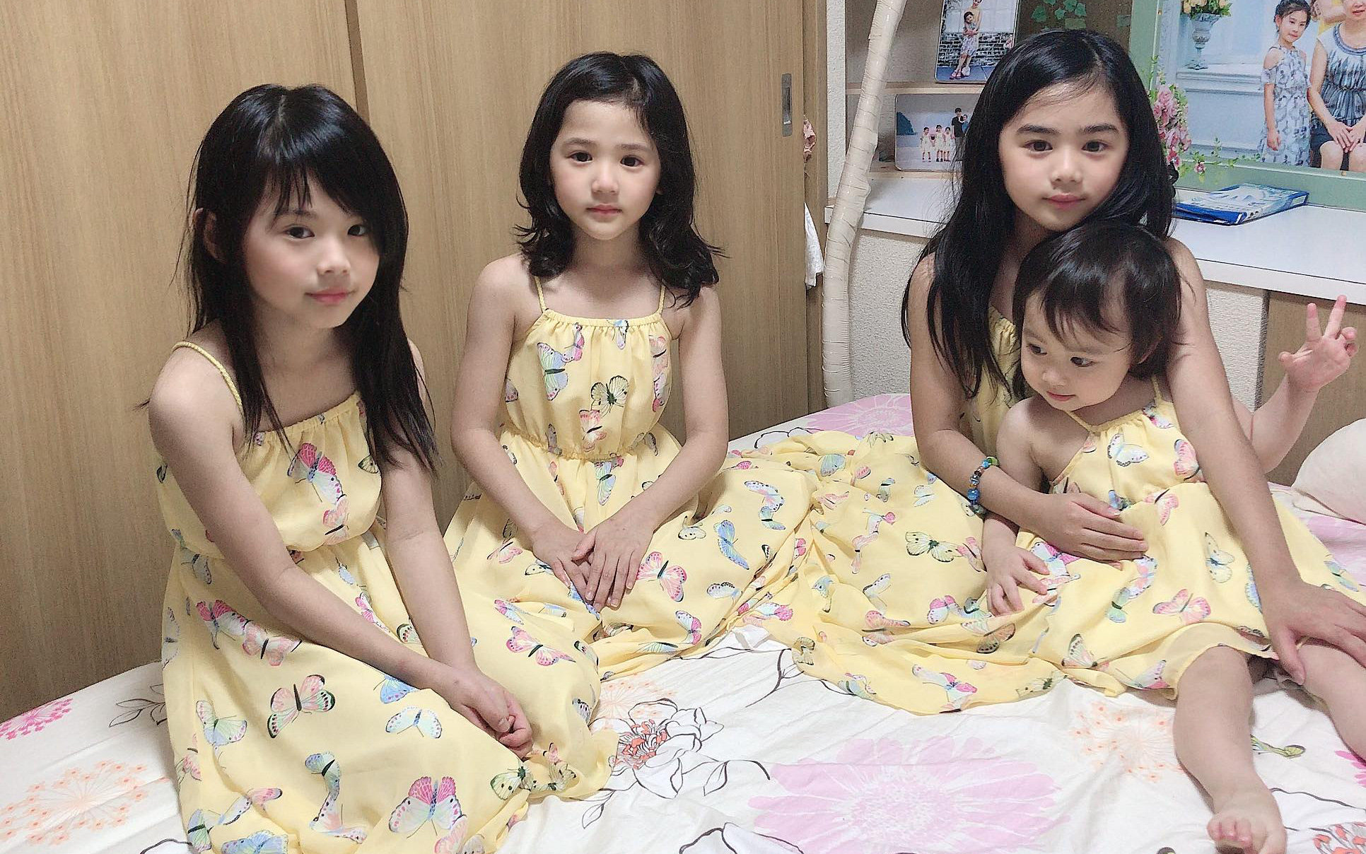 Mẹ Việt 10 năm sinh 4 con gái, nhìn gương mặt của các bé nhiều người tấm tắc: &quot;Nhà máy sản xuất hot girl là đây&quot;