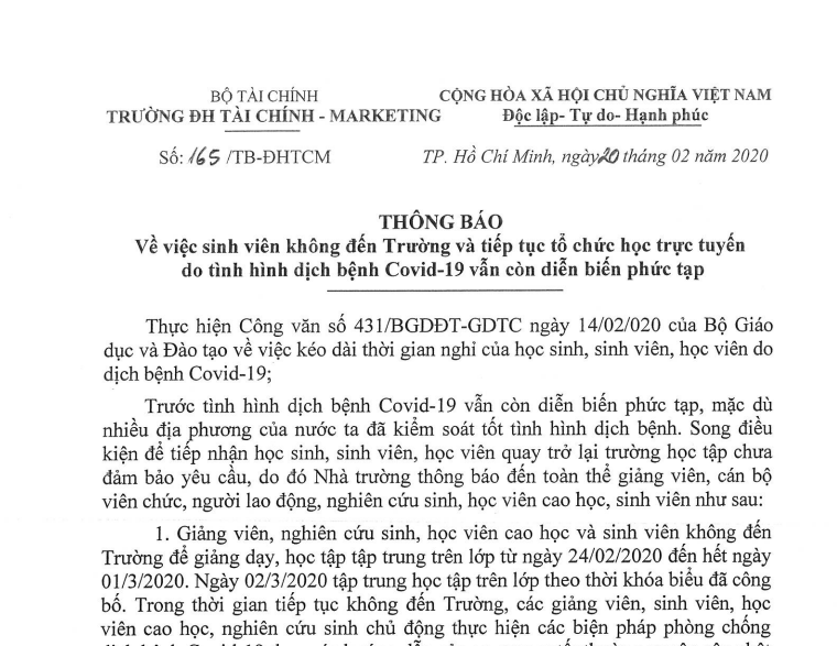 Danh sách các trường đại học, cao đẳng thông báo sinh viên đi học lại vào đầu tháng 3 - Ảnh 1.