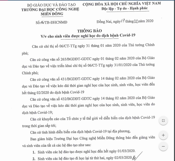 Danh sách các trường đại học thông báo sinh viên đi học lại vào đầu tháng 3 - Ảnh 1.