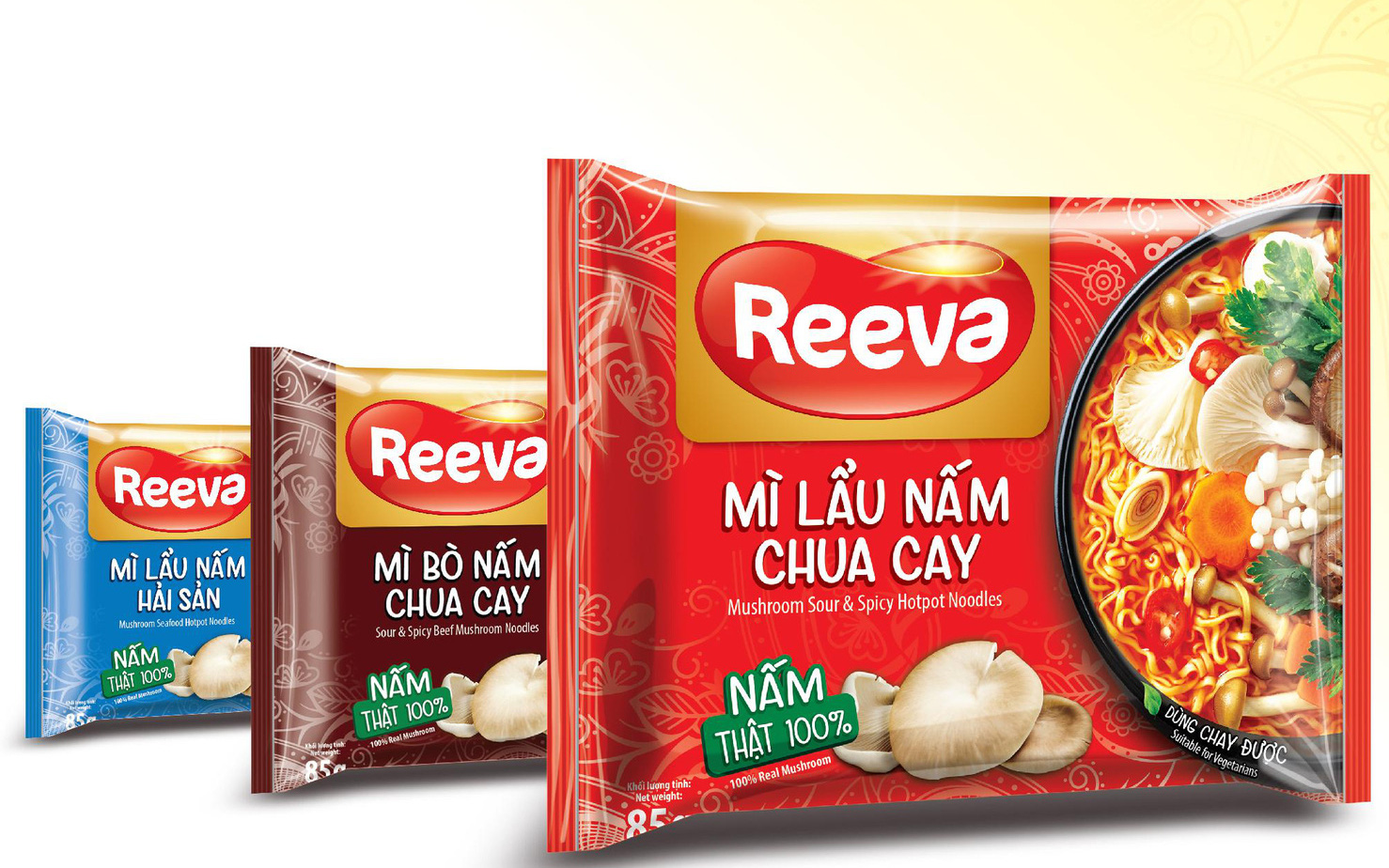Mì Reeva thơm ngon lạ miệng với gói nấm bào ngư tươi 100%