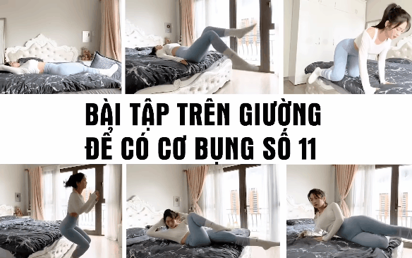 Hot girl phòng gym Lê Xuân Anh hướng dẫn 7 động tác tập cơ bụng số 11, lười đến mấy thì chị em vẫn có thể tập ngay trên giường