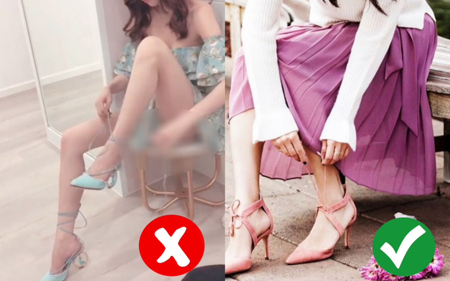 Ngọc Trinh nhìn kém duyên khi ngồi thử giày, các chị em chớ có mắc lỗi này khi mặc váy ngắn!