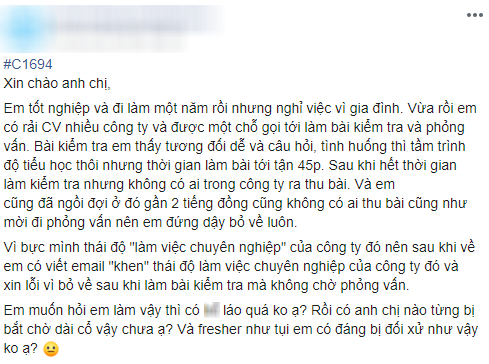Đợi 2 tiếng không ai ngó ngàng, nàng công sở bỏ về ngay trong buổi kiểm tra trình độ khi đi xin việc, dân mạng phản ứng bất ngờ - Ảnh 2.