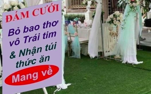 Hình ảnh hài hước đám cưới giữa mùa dịch Covid-19 được chia sẻ chóng mặt trên mạng xã hội, đọc dòng chữ trên biển thông báo ai nấy đều bất ngờ
