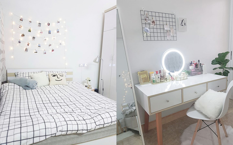 Sau gần 3 tháng nghỉ học, cô gái hô biến căn phòng chứa đồ thành phòng ngủ với thiết kế tone trắng mát mắt, sành điệu