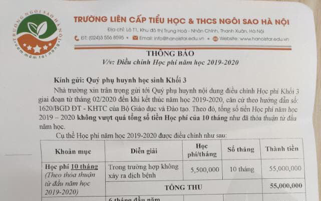 Phụ huynh đồng loạt phản đối trường liên cấp thu học phí online bất hợp lý mùa Covid-19 