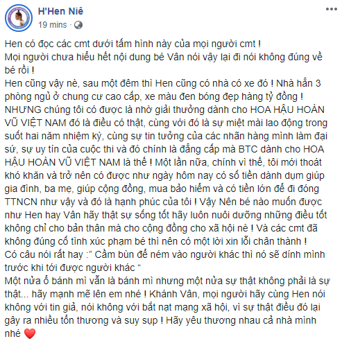 Hoa hậu H'Hen Niê lên tiếng bảo vệ Khánh Vân trước chia sẻ "sau một đêm thức dậy, tôi bỗng có nhà và xe mới" gây xôn xao mạng xã hội - Ảnh 2.