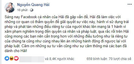 Động thái "khá phũ" của bạn gái hiện tại sau tin tức Quang Hải bị hack facebook, bạn gái cũ cũng chính thức lên tiếng - Ảnh 1.