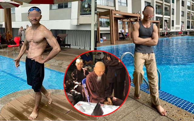 Xôn xao hình ảnh các "sư thầy" Tịnh Thất Bồng Lai đi resort tránh nắng, khoe body 6 múi ở hồ bơi sau ồn ào bị điều tra
