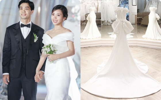 Điểm 10 hoàn mỹ dành dành cho bộ váy cưới của vợ Công Phượng: Thiết kế trễ vai nhẹ nhàng, giá bình dân và cực kỳ tôn dáng cho cô dâu nhỏ nhắn