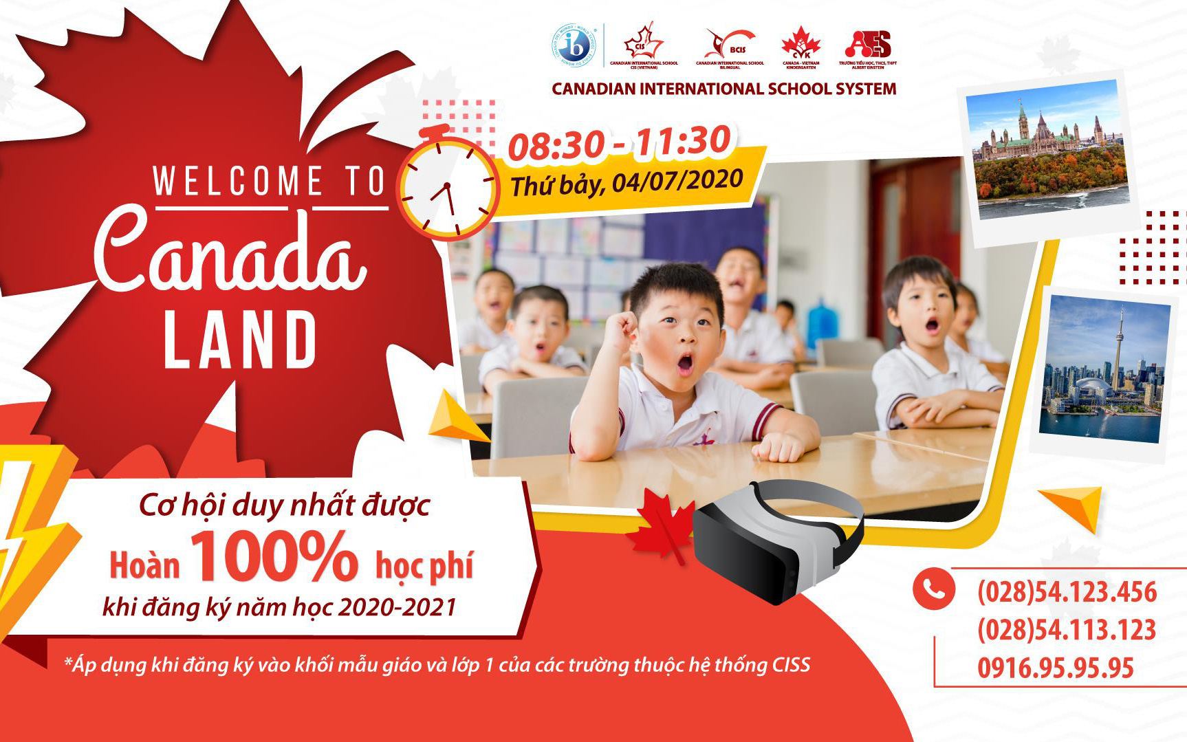 Hệ thống Trường quốc tế Canada (CISS) công bố chương trình “Hoàn 100% học phí khi đăng ký nhập học lớp 1 và khối mầm non”