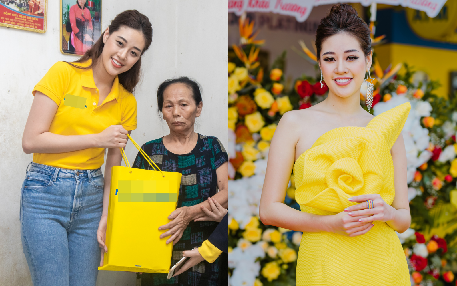 Sáng giản dị đi thăm nạn nhân chất độc da cam, chiều Hoa hậu Khánh Vân "biến hóa" lên đồ lộng lẫy đi sự kiện