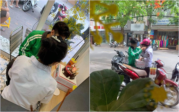 Chàng xe ôm trẻ ngượng nghịu tổ chức sinh nhật đơn sơ trong quán nước cho bạn gái, không hoa không quà chỉ có chiếc bánh nhỏ xinh