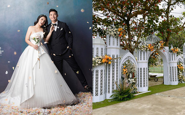 Lộ diện hình ảnh đầu tiên trong đám cưới của cặp đôi Bùi Tiến Dũng - Khánh Linh, nhìn chiếc cổng hoa là đủ biết hôn lễ sẽ cầu kỳ thế nào