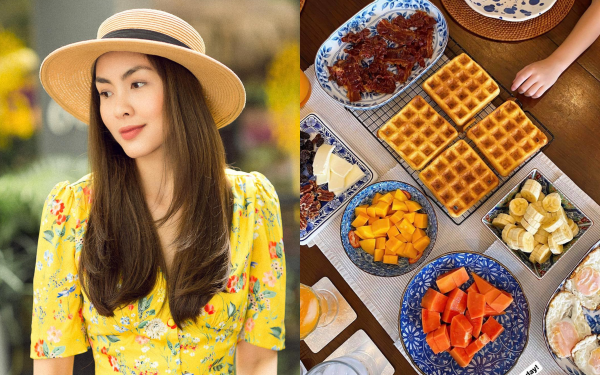 Hà Tăng làm bữa "brunch" cho cả nhà, là món gì mà ai cũng khen