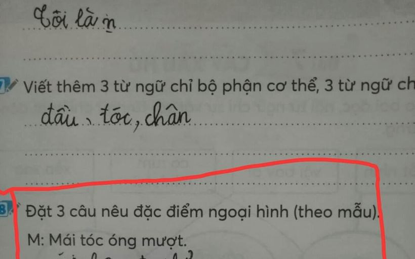 Được yêu cầu "đặt 3 câu nêu đặc điểm ngoại hình", học sinh tiểu học trổ tài khiến cô giáo tá hỏa: Đi dạy mà như tấu hài