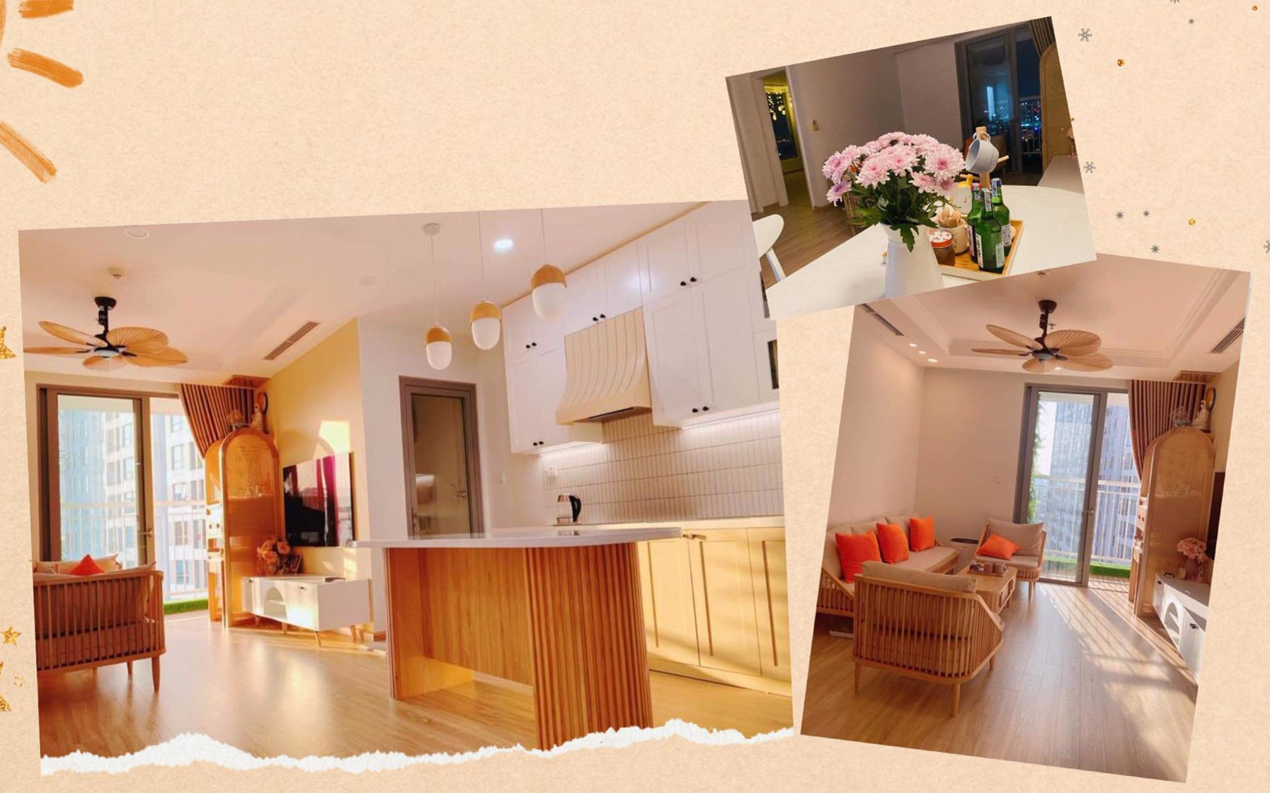 Không gian sống ấm cúng của căn hộ gần 100m² ở Hà Nội, có tổng chi phí nội thất 300 triệu đồng