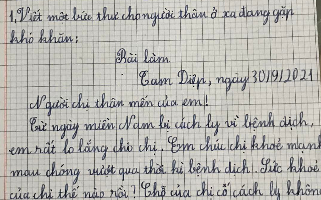 Viết thư gửi người thân ở xa, cậu bé lớp 4 bày tỏ nhớ nhung với chị hai nhưng câu cuối "quay xe" khét lẹt khiến dân tình choáng váng