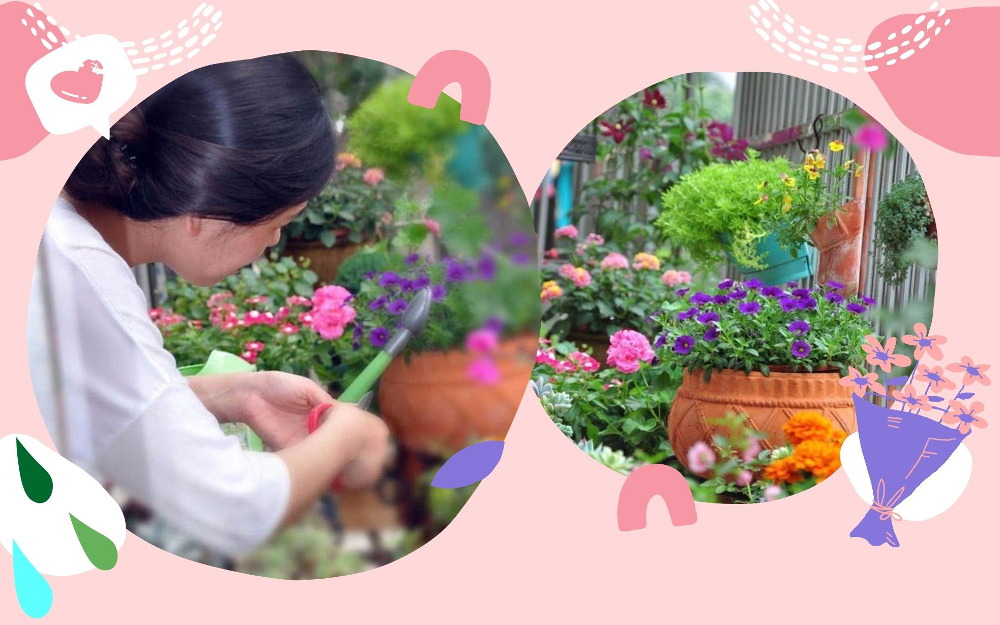 Khu vườn hoa nhỏ đẹp mơ màng nhờ tận dụng 2,4m² ban công để trống của mẹ đảm khiến ai nhìn cũng muốn làm theo
