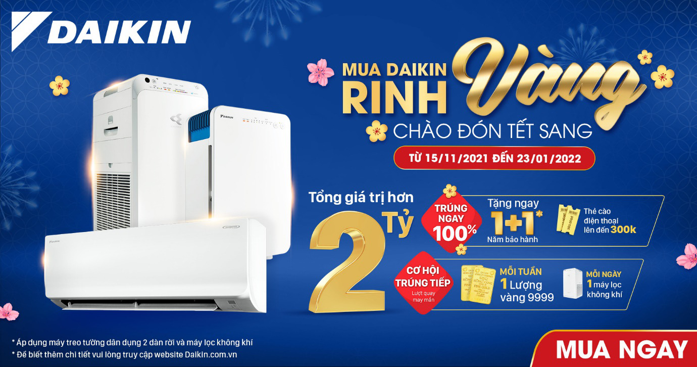 Nhận ngay 1 năm bảo hành, rinh vàng về nhà cùng điều hoà, máy lọc khí Daikin - Ảnh 1.