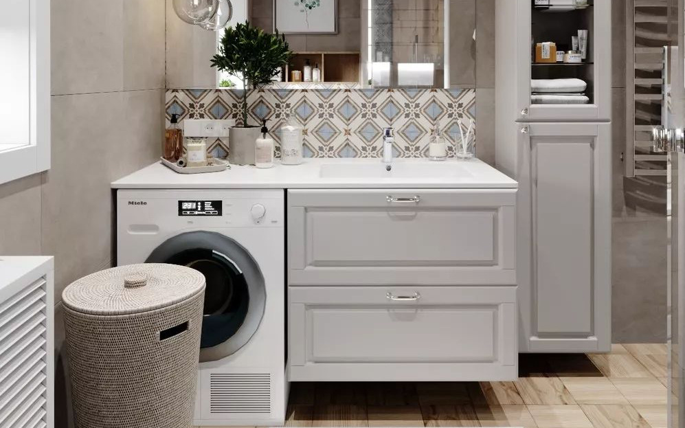 2 gợi ý hoàn hảo để đặt máy giặt trong không gian nhà tắm chỉ rộng vỏn vẹn 5m²