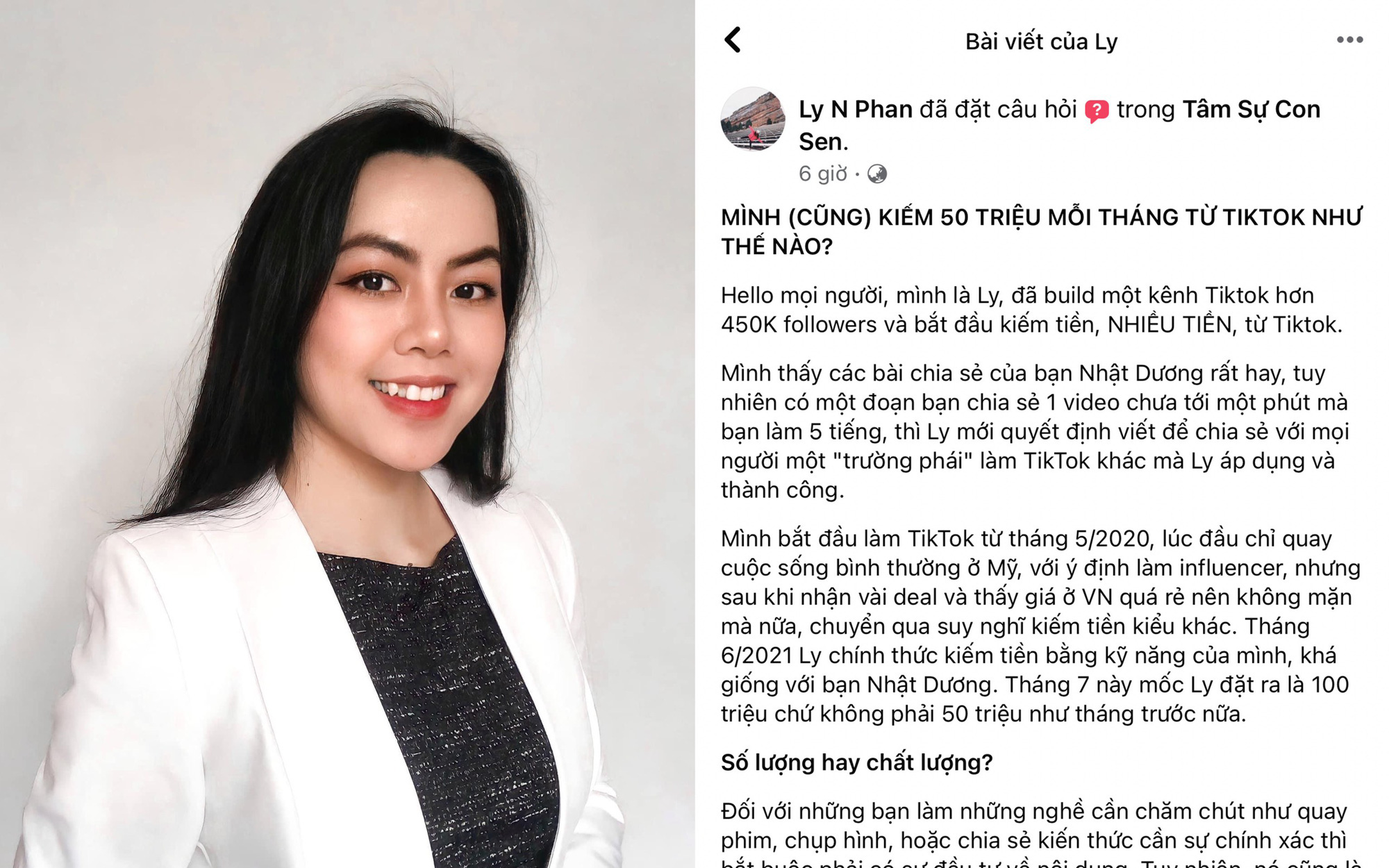 Cô gái chia sẻ cách kiếm 50 triệu mỗi tháng từ Tiktok và nhận hàng loạt tranh luận của dân mạng vì nguyên do này