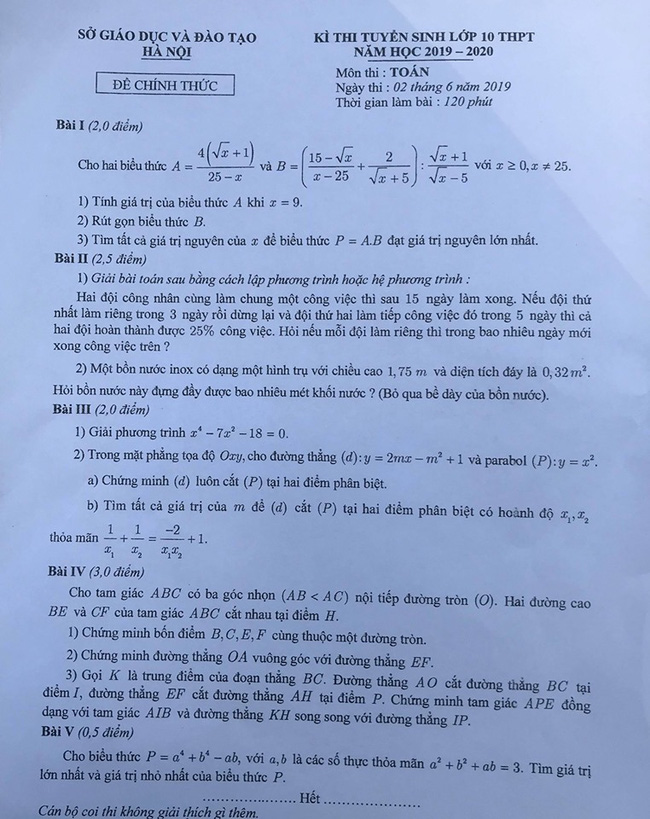 Đáp án đề thi tuyển sinh lớp 10 môn Toán của Hà Nội 4 năm gần nhất, thí sinh tham khảo để ôn "nước rút” hiệu quả - Ảnh 6.