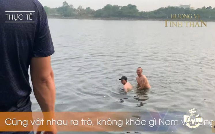 Hương vị tình thân hé lộ sự thật hài hước phía sau cảnh Mạnh Trường - Phương Oanh "tắm hồ"