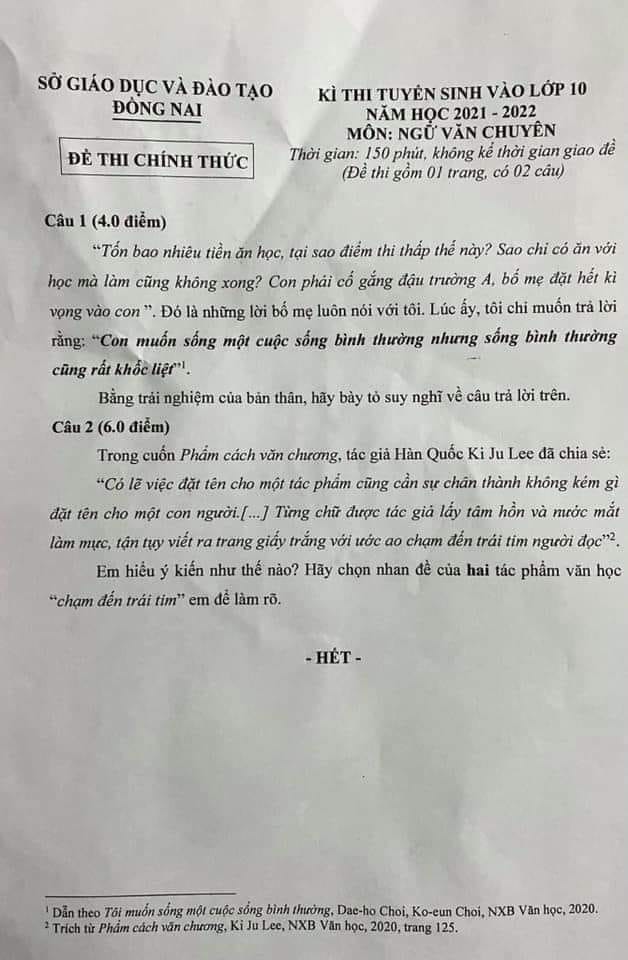 Đề thi Ngữ Văn chuyên lớp 10 ở Đồng Nai cấp tiến cỡ nào mà Trác Thúy Miêu cùng hàng loạt người lớn đồng loạt đòi đi thi - Ảnh 1.