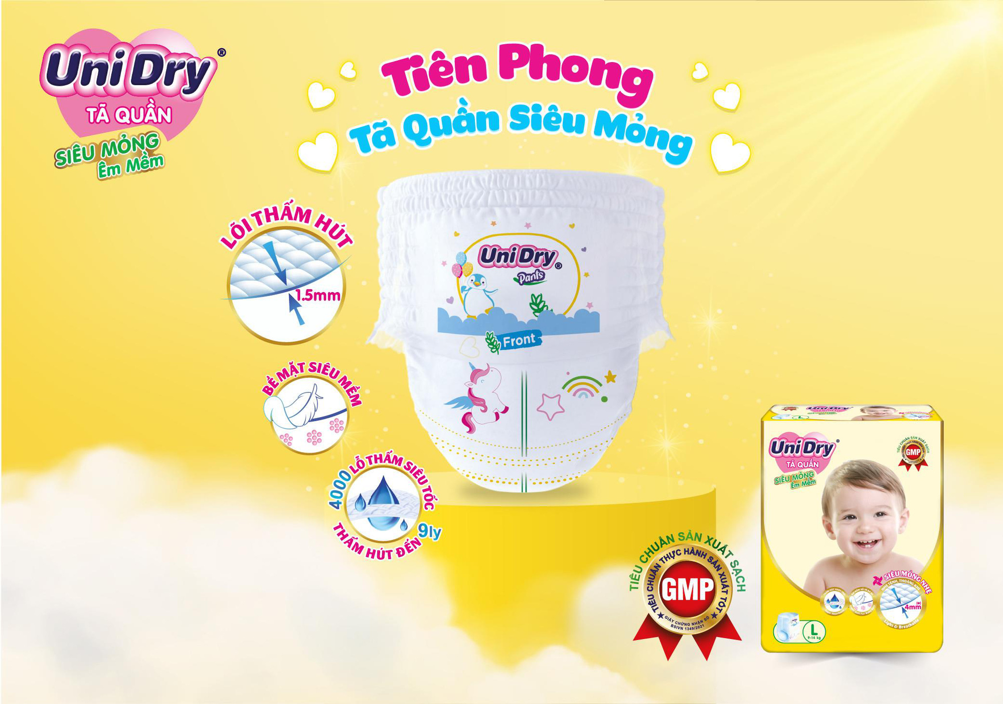 Tã quần Unidry siêu mỏng đột phá, tiên phong lõi thấm siêu mỏng chỉ 1.5mm - Ảnh 2.