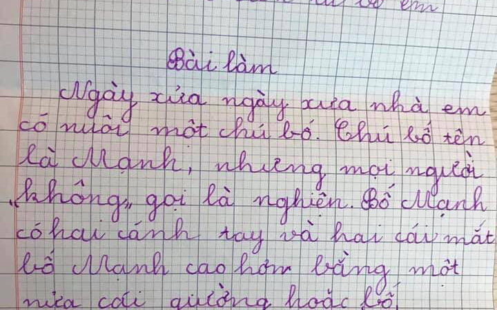 Bé gái tiểu học viết văn tả bố như tố giác tội phạm: Nhà nào mất đồ là sang hỏi bố đầu tiên!