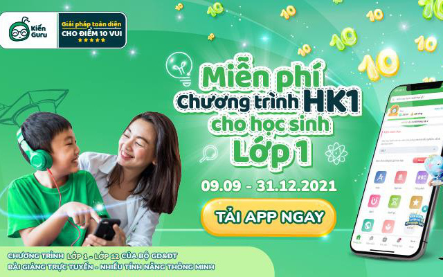 Kiến Guru miễn phí chương trình học kỳ I cho học sinh lớp 1 toàn quốc