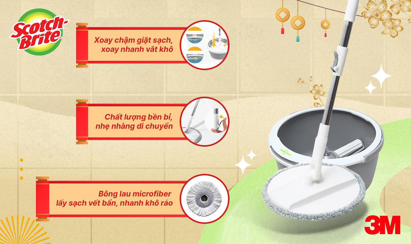Khám phá thế giới việc nhà, đỡ đần mẹ yêu dịp Tết với cây lau sàn Scotch-Brite - Ảnh 2.
