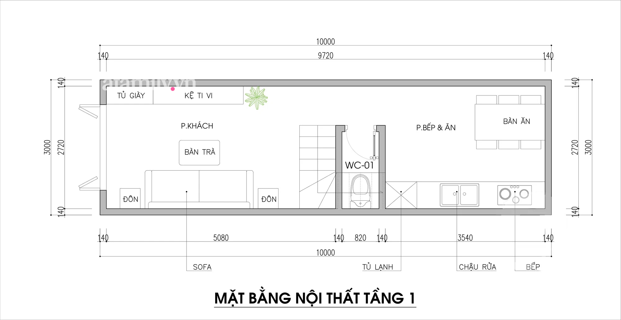 Thiết kế nhà ống 30m² cho gia đình 3 thế hệ với chi phí 147 triệu đồng - Ảnh 1.