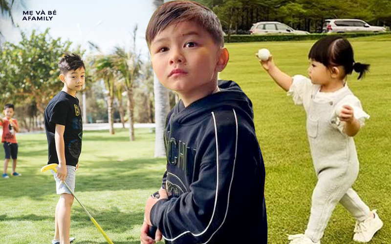 Các nhóc tỳ Việt còn bé đã được chơi bộ môn Golf quý tộc: Con gái Cường Đô la sang xịn như tiểu thư, con trai Đan Trường như Golfer chuyên nghiêp