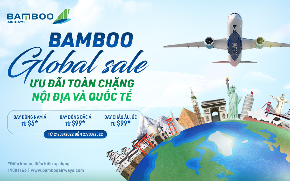 Bamboo Airways tưng bừng ưu đãi mở cửa bầu trời, bay quốc tế chỉ từ 5 USD