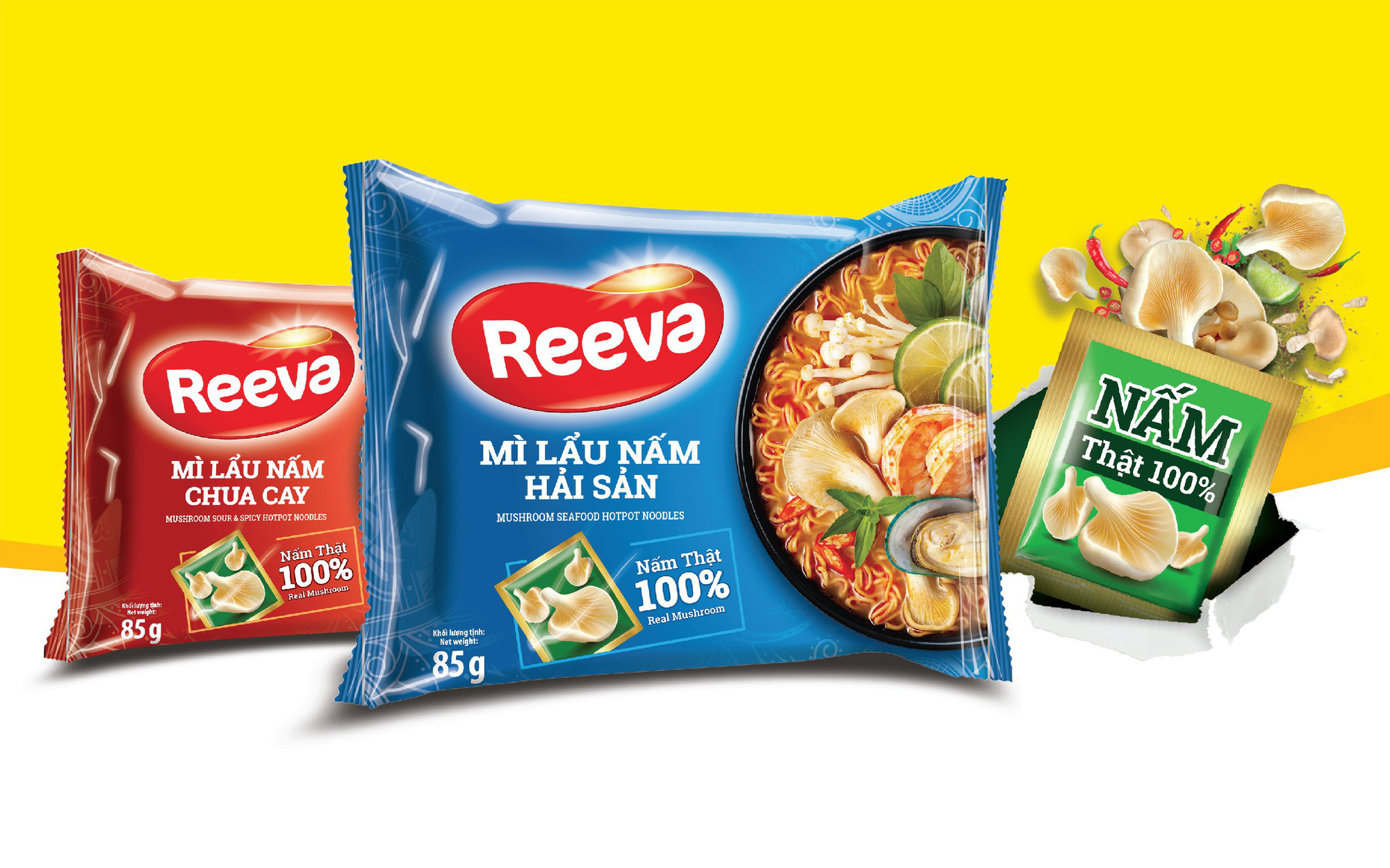 Mì ăn liền được nâng tầm trở thành món ăn nhiều dinh dưỡng nhờ thương hiệu mì Reeva đưa hẳn nấm tươi vào sản phẩm