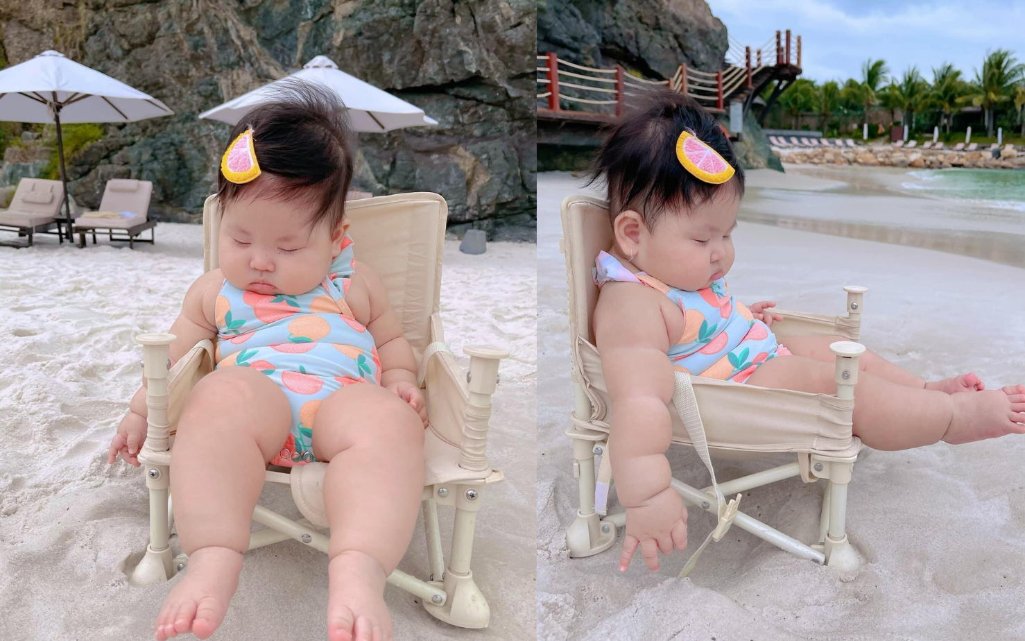 Đang đi bơi mà cơn buồn ngủ ập tới bất thình lình, em bé 7 tháng tuổi khiến dân mạng phát sốt khi ngủ gật bên bãi biển Nha Trang