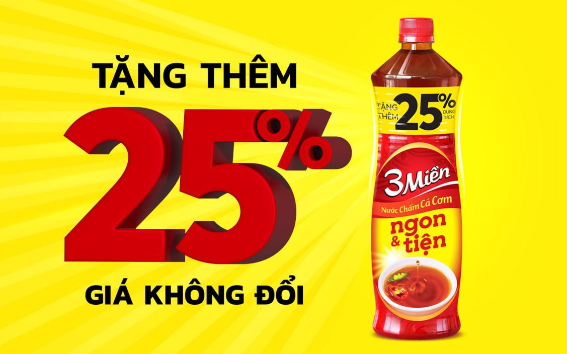 Tặng thêm 25% dung tích, nước chấm cá cơm 3 Miền ngon và tiện giúp chị em thỏa sức nấu nhiều món ăn