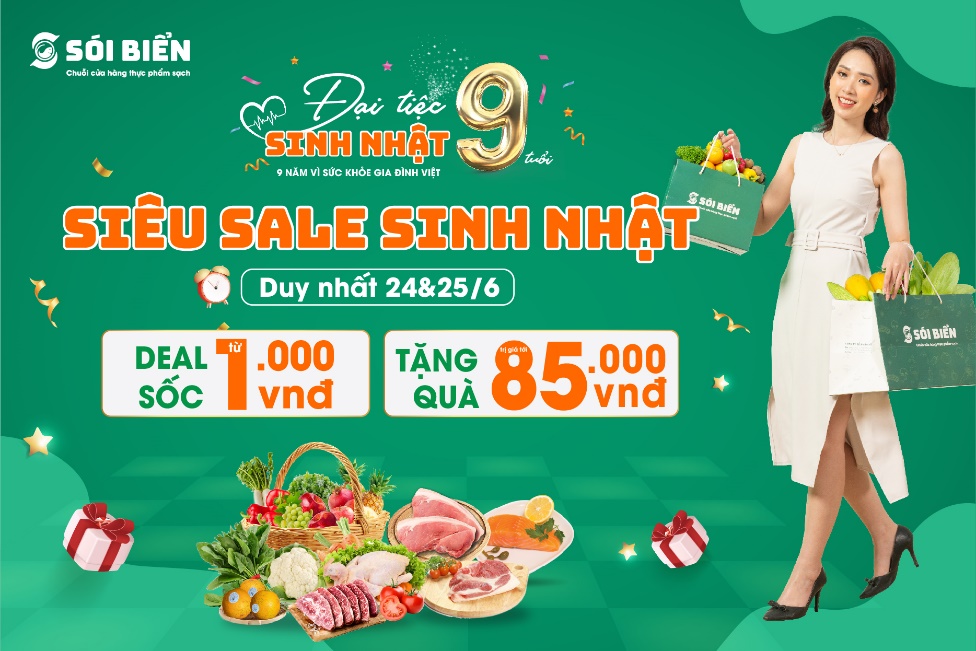 Chuỗi cửa hàng thực phẩm sạch Sói Biển siêu sale mừng sinh nhật 9 tuổi - Ảnh 1.