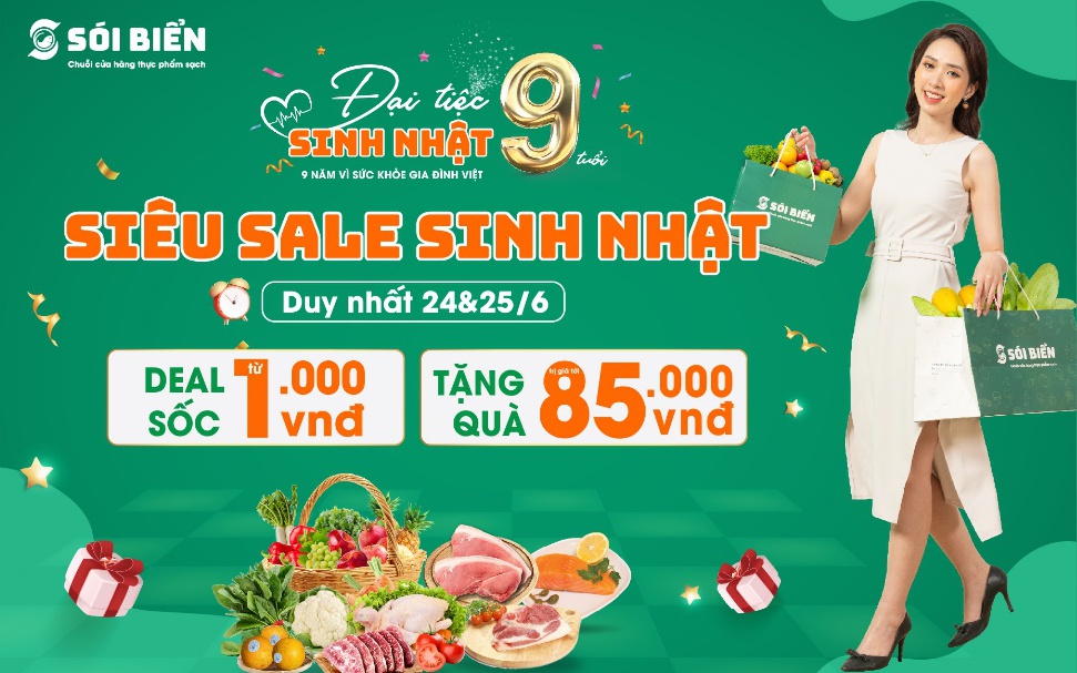 Chuỗi cửa hàng thực phẩm sạch Sói Biển siêu sale mừng sinh nhật 9 tuổi