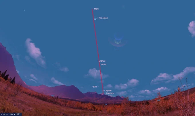 Chiêm ngưỡng hiện tượng thú vị hiếm gặp, 5 hành tinh "diễu hành" thẳng hàng tỏa sáng trên bầu trời - Ảnh 1.