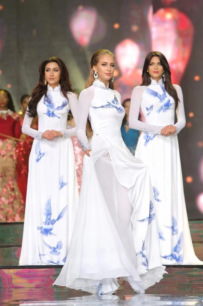 Điểm chung của các hoa hậu quốc tế khi diện áo dài truyền thống Việt Nam - Ảnh 11.